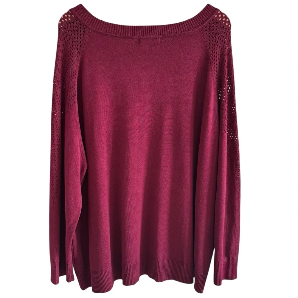 BloomChic Fishnet Knit Sweater 22-24 Long Sleeve V-Neck Pullover Casual